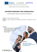 Pozvánka na online seminář - Dotační programy pro podnikatele