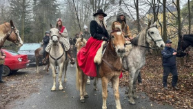 Svatomartinského průvodu ve Veselé na Vsetínsku se zúčastnilo 43 koní