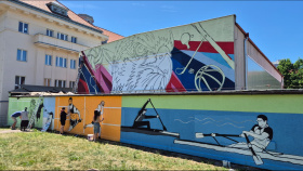 Na Tyršově nábřeží vzniká unikátní velkoformátová streetartová sportovní malba